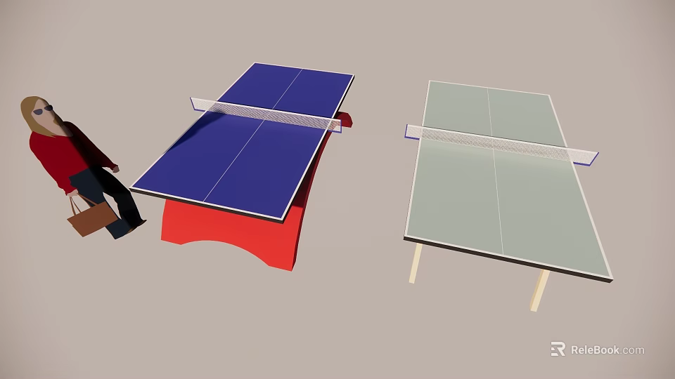 Blue And Light Green Table Tennis Tables With Red And Light Frames For Indoor Sports 3d model 