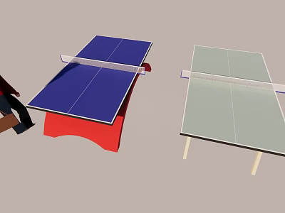 Blue And Light Green Table Tennis Tables With Red And Light Frames For Indoor Sports 3d model
