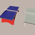 Blue And Light Green Table Tennis Tables With Red And Light Frames For Indoor Sports