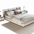 Double Bed Modern Bedroom Interior with Bedside Tables Pillows and Soft Rug 3d model