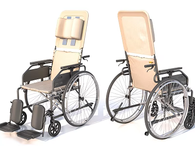 Sturdy Medical Equipment Wheelchair with Adjustable Backrest and Supportive Armrests Design 3d model