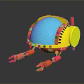 Game Movie Character Yellow Blue Spherical Robot With Red Legs And Mechanical Design