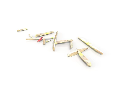 Scattered Plant Stems And Leaves With Light Brown Yellow And Red Accents On White Background 3d model