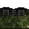 Multi Story Residential Building Surrounded by Lush Greenery and Tropical Plants