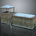 Wooden House With Snow Covered Roof And Observation Deck With Stairs