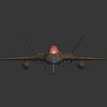 Camouflage Fighter Jet Model with Pink Nose Flags on Wings and Dark Background