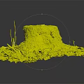 Rustic Wooden Stone Stump Decor With Green Moss Dry Twigs And Leaves