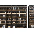 Modern Glass Door Wine Cabinet With Shelves Bottles Glasses And Decorative Items