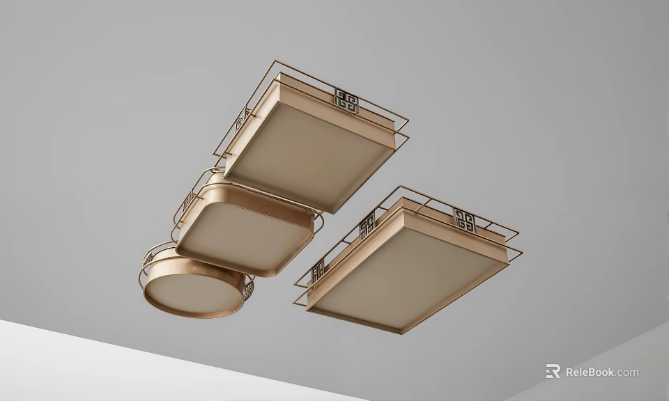 Modern Ceiling Lights With Metal Frames And Warm Illumination For Interiors 3d model
