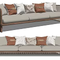 New Chinese-style Three-person Sofa Rattan Multi-person Sofa 3d model