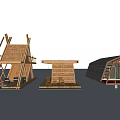 Modern Wooden House Structures With Deck Staircase And Hanging Chair