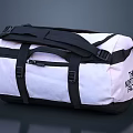 The North Face White And Black Duffel Bag With Adjustable Black Straps 3d model