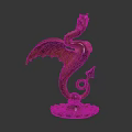 Decorative Bronze Dragon Sculpture With Winged Body Curled Tail And Lotus Base