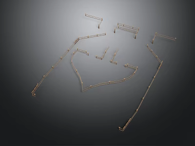 Modern Metal Frame Structure With Geometric Lines And Decorative Components 3d model