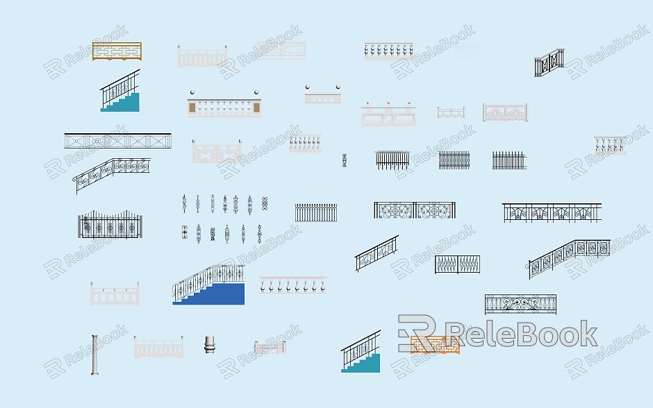 Railing multi-guardrail fence model