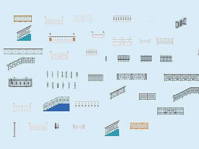 Railing multi-guardrail fence model