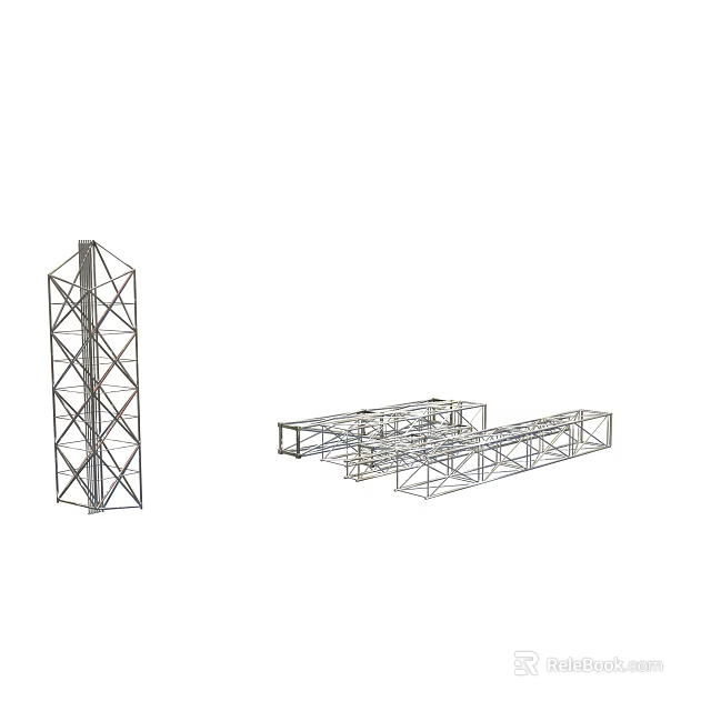 Industrial Metal Tower And Horizontal Framework Structure With Steel Truss Components 3d model 