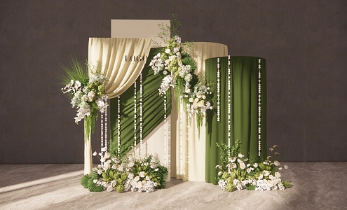 Modern Beauty Chen Green Cloth Mantle Wedding 3d model