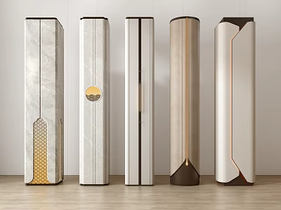 Modern Decorative Columns With Various Designs And Marble Metal Finishes For Interior Decoration 3d model