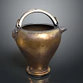 Vintage Bronze Wine Bottle With Decorative Ears And Metallic Sheen On Dark Background