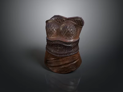 Medieval Weapon Handguard With Intricate Carved Patterns And Brown Finish 3d model