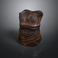 Medieval Weapon Handguard With Intricate Carved Patterns And Brown Finish