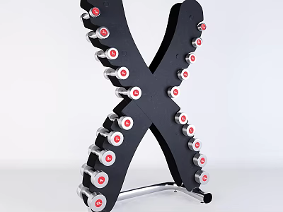 Black X Shaped Storage Rack With Silver Components And Red Buttons 3d model