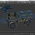 Military Vehicle With Missile Launchers Cannon And Steering Control Equipment