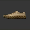 Beige Casual Canvas Shoes With Wavy Rubber Sole And Matching Laces