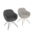 Light Gray Velvet Accent Chair with Curved Armrests and Geometric Metal Legs