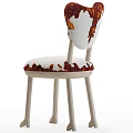 Artistic Face Pattern Backrest Fabric Upholstered Chair With Light Wooden Legs Design