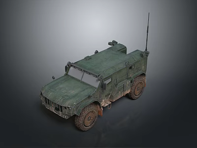 Military Green Armored Tank With Antenna And Large Off Road Tires 3d model