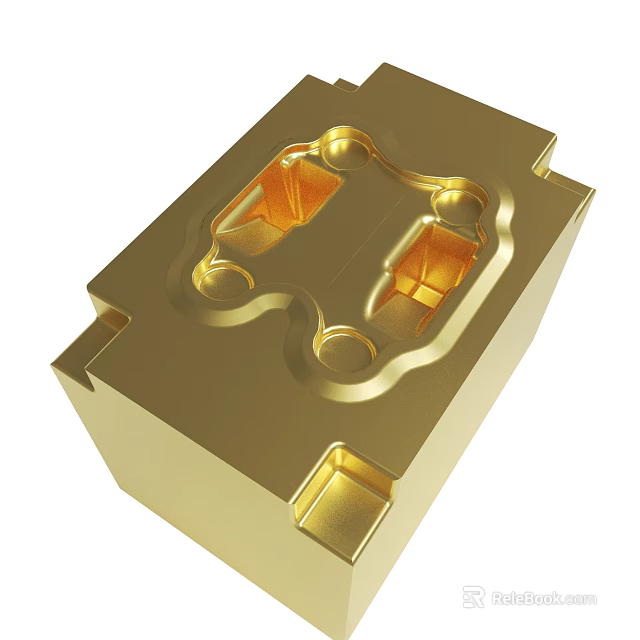 Golden Metallic Industrial Component With Geometric Design And Precision Engineered Structure 3d model