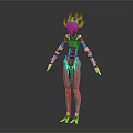 Silver Metallic Robot Character With Crown Shaped Headpiece Articulated Joints 3D Model Standing Dark Background