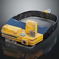 Cartoon Scene Featuring Yellow Mechanical Device With Black Strap And Metal Components 3d model