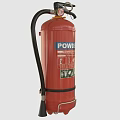 Red Powder Fire Extinguisher with Black Hose and Emergency Safety Features
