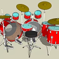 Vibrant Red Musical Instrument Drum Set With Multiple Drums And Cymbals