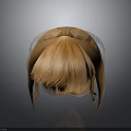 Realistic Human Head Orange Brown Hair With Bangs Ponytail And 3D Texture Studio Lighting