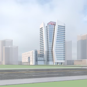 Modern Office Building High-rise Office Industrial Park 3d model