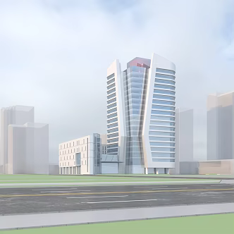 Modern Office Building High-rise Office Industrial Park 3d model