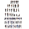 Large Group of People in Different Poses and Various Outfits Standing Sitting Talking
