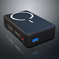 Black Laptop Power Adapter With White Ring Logo And USB Charging Port