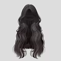 Woman With Long Black Wavy Hair Seen From Back View In Elegant Silhouette