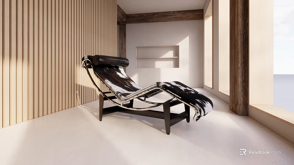 Modern Lounge Chair Design With Leather Upholstery And Wooden Frame In Bright Interior Space 3d model 
