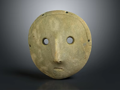 Traditional Decorative Stone Facial Mask with Handcrafted Rough Texture as Ethnic Clothing Accessory 3d model