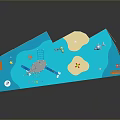 Children's Water Park Playground With Blue Pool Slide Sandpit And Safety Fence