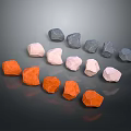 Wood and Stone Samples in Various Colors and Shapes Arranged on Dark Background