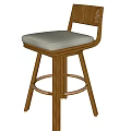 Modern Wooden Bar Stool with Woven Backrest and White Padded Seat Design