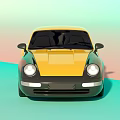 Yellow And Black Two Door Sports Car With Silver Wheels And Vintage Design