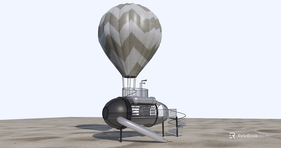 Modern Hot Air Balloon Shaped Play Equipment With Slide And Platform Structure 3d model 